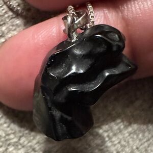 Tourmaline Dino Head on Sterling Chain